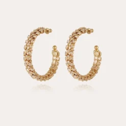 Boucles d'oreilles créoles Izilda strass dorées