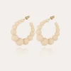 Boucles d'oreilles créoles Andy petit modèle acétate dorées - Ivoire