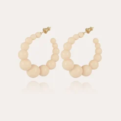 Boucles d'oreilles créoles Andy petit modèle acétate dorées - Ivoire