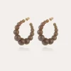 Boucles d'oreilles créoles Andy petit modèle acétate dorées - Gris