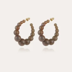 Boucles d'oreilles créoles Andy petit modèle acétate dorées - Gris