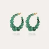 Boucles d'oreilles créoles Andy petit modèle acétate dorées - Vert