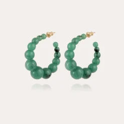 Boucles d'oreilles créoles Andy petit modèle acétate dorées - Vert