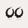 Boucles d'oreilles créoles Andy petit modèle acétate dorées - Noir