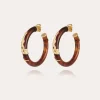 Boucles d'oreilles créoles Cobra petit modèle dorées - Marron