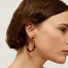Boucles d'oreilles créoles Cobra acétate dorées - Marron