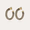 Boucles d'oreilles créoles Caftan petit modèle dorées - Gris