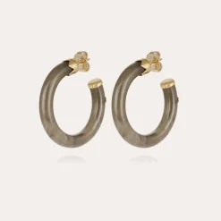 Boucles d'oreilles créoles Caftan petit modèle dorées - Gris