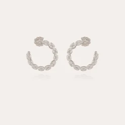 Boucles d'oreilles créoles Riviera petit modèle argentées - Zircone