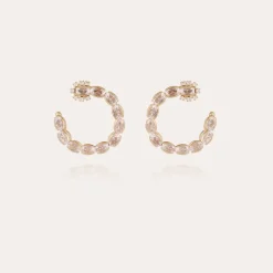 Boucles d'oreilles créoles Riviera petit modèle dorées - Zircone
