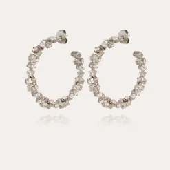 Boucles d'oreilles créoles Trevise finition rhodium