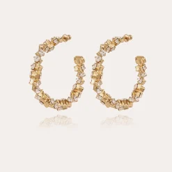 Boucles d'oreilles créoles Trévise strass dorées