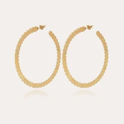 Boucles d'oreilles créoles Bolduc grand modèle dorées
