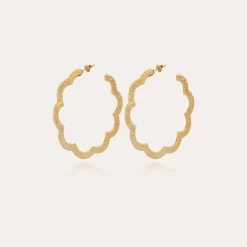 Boucles d'oreilles créoles Bolduc Flore petit modèle dorées