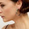 Boucles d'oreilles créoles Bambou strass argentées