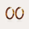 Boucles d'oreilles créoles Caftan acétate dorées - Marron