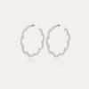 Boucles d'oreilles créoles Bolduc Flore petit modèle argentées