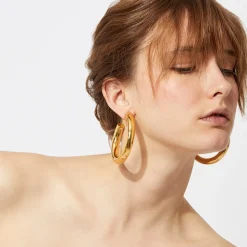 Boucles d'oreilles créoles Turner grand modèle dorées
