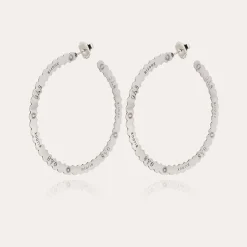 Boucles d'oreilles créoles Bolduc grand modèle argentées