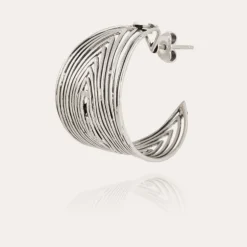 Boucles d'oreilles créoles Wave argentées
