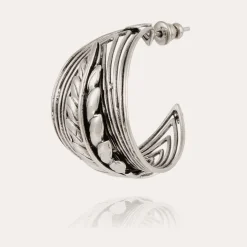 Boucles d'oreilles créoles Wave Epi argentées