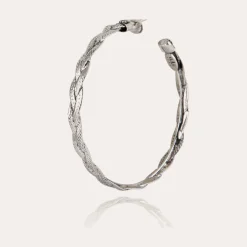 Boucles d'oreilles créoles Tresse moyen modèle argentées