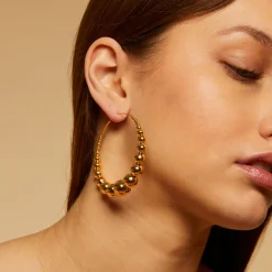 Boucles d'oreilles créoles Multiperla dorées