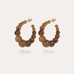 Boucles d'oreilles créoles Andy petit modèle dorées - Marron