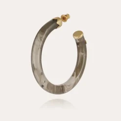 Boucles d'oreilles créoles Caftan acétate dorées - Gris
