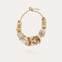 Boucles d'oreilles créoles Aloha strass mini dorées