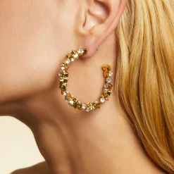 Boucles d'oreilles créoles Trévise strass dorées