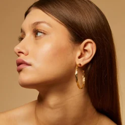 Boucles d'oreilles créoles Tresse moyen modèle dorées
