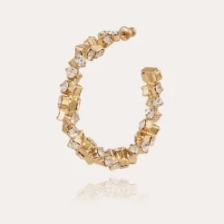Boucles d'oreilles créoles Trévise strass dorées