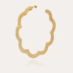 Boucles d'oreilles créoles Bolduc Flore petit modèle dorées