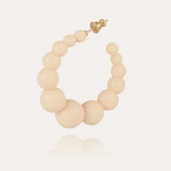Boucles d'oreilles créoles Andy petit modèle acétate dorées - Ivoire