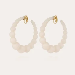 Boucles d'oreilles créoles Andy acétate dorées - Blanc
