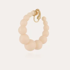 Boucles d'oreilles créoles Andy petit modèle acétate dorées - Ivoire