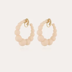 Boucles d'oreilles créoles Andy petit modèle acétate dorées - Ivoire