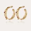 Boucles d'oreilles Césaria cabochons dorées