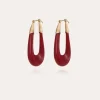 Boucles d'oreilles Écume acétate dorées - Rouge