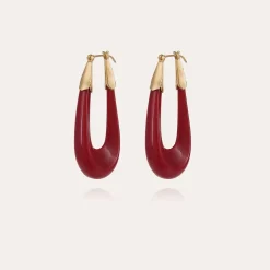 Boucles d'oreilles Écume acétate dorées - Rouge