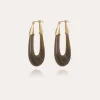 Boucles d'oreilles Écume acétate dorées - Gris
