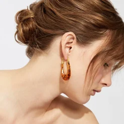 Boucles d'oreilles Écume acétate dorées - Écaille
