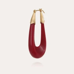 Boucles d'oreilles Écume acétate dorées - Rouge