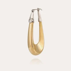 Boucles d'oreilles Écume grand modèle bicolore dorées