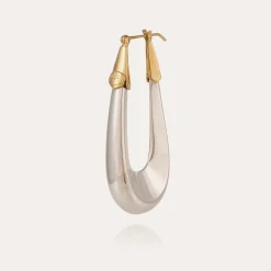 Boucles d'oreilles Écume grand modèle bicolore argentées