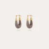 Boucles d'oreilles Écume petit modèle acétate dorées - Gris