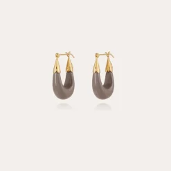 Boucles d'oreilles Écume petit modèle acétate dorées - Gris