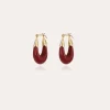 Boucles d'oreilles Écume petit modèle acétate dorées - Rouge