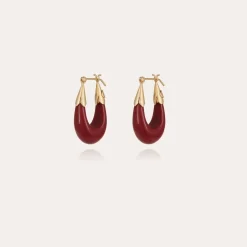 Boucles d'oreilles Écume petit modèle acétate dorées - Rouge